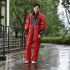 Two-piece raincoats for men and women, long outdoor commuter electric bikes, PU thickened rainproof daily necessities details Picture